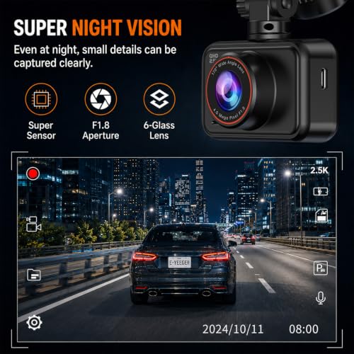 Dash Cam Front and Rear 2.5K+1080P