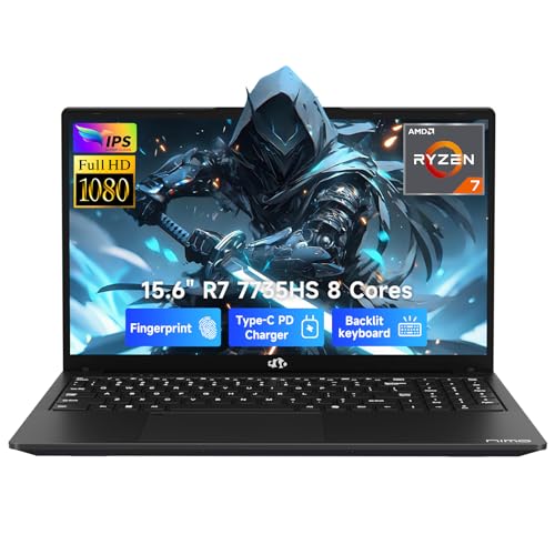 Image of NIMO 15.6 inch FHD IPS Light Gaming Laptop, AMD Ryzen 7 7735HS 16GB DDR5 RAM 1TB SSD (8C /16T, Beat i7-12650H) Radeon 680M, 100W PD, 180Viewing, Fingerprint, Backlit Keyboard for Creators & Students