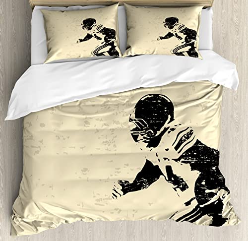 Ambesonne Sports Duvet Cover Sets, Rugby Player in Action