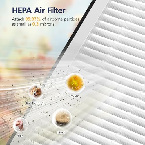 Image of APH3000 Replacement Filter Compatible with KNKA APH3000 Air Purifi-er, 3-IN-1 HEPA and Activated Carbon Filter for Dust Pollen Pet Dander Odor Smoke, 2 Pack