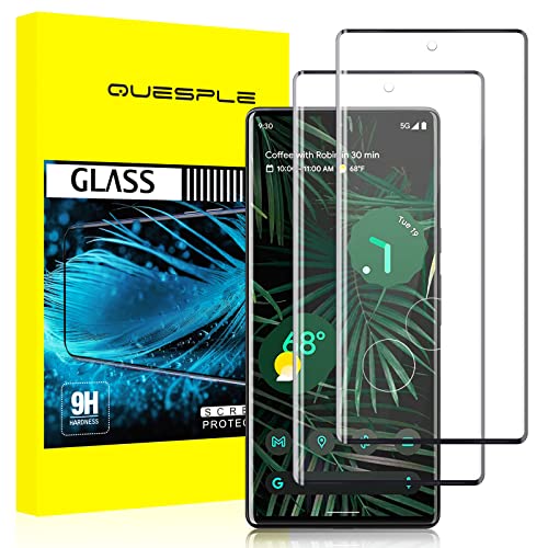 QUESPLE for Google Pixel 6 Pro Screen Protector [2 Pack] HD Fingerprint unlock Full Coverage Google Pixel 6 Pro Tempered Glass Screen Protector Film Anti-Scratch/High Sensitivity/Case Friendly