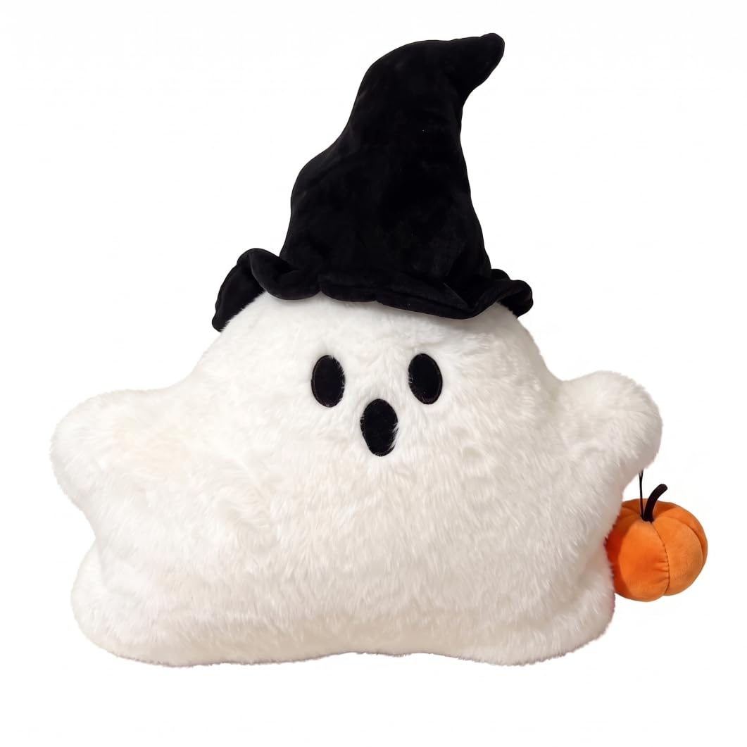 Latemeia 1 Halloween Pillow Cute Decorative Ghost Plush, White