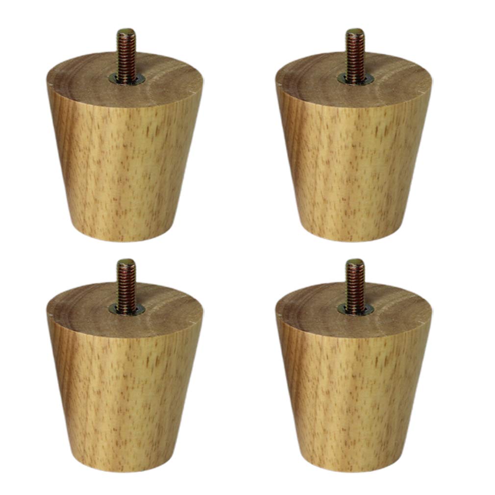 Set of 4 Wooden Sofa Legs,Tapered Coffee Table Furniture Feet,Replacement for Cupboard Chair Closet TV Cabinet Couch Legs,with M8/M10 Threaded Rod(M10(10MM)6cm/2.36in)