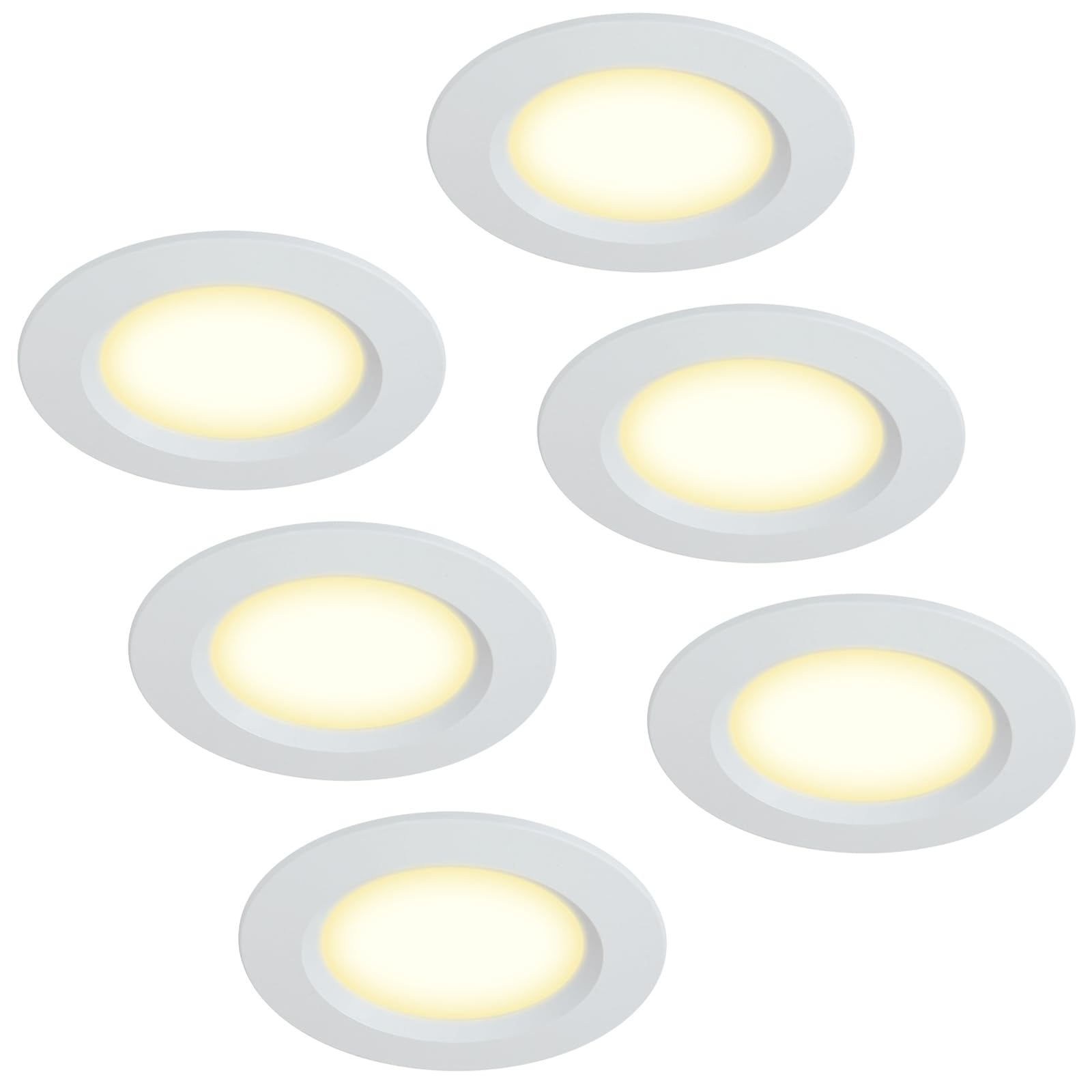 HCFEI 6er Set Möbelleuchte 12V ultra flach 3W LED-Einbaustrahler 55mm Lochausschnitt mit 2M Kabel IP44 Deckenspot für Spiegelschränke, Vitrinen, Möbel und Schränke (Weiß 4000K)