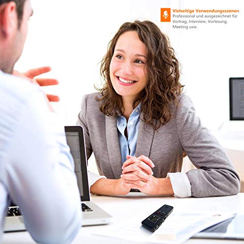 Digitales Diktiergerät, 8GB 1536kbps hohe Aufnahmequalität, Geräuschreduzierung, One-Touch-Aufnahme, Spracherkennung… – Bild 7