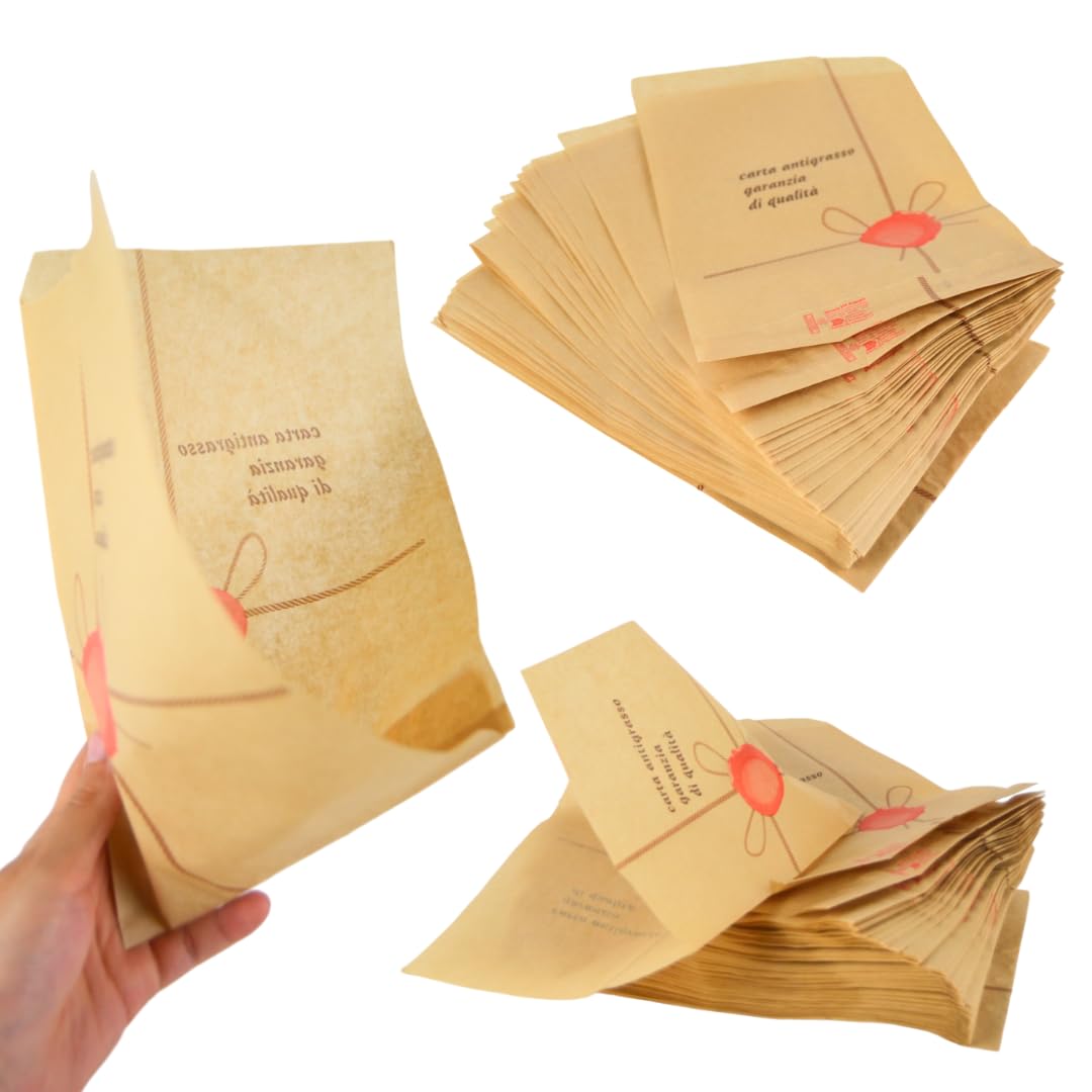 PZ 1000 SACCHETTI ANTIGRASSO 16,5 X 24 CM APERTI LATERALMENTE PER PANINI, HOT DOG, PIZZA E FOCACCIA