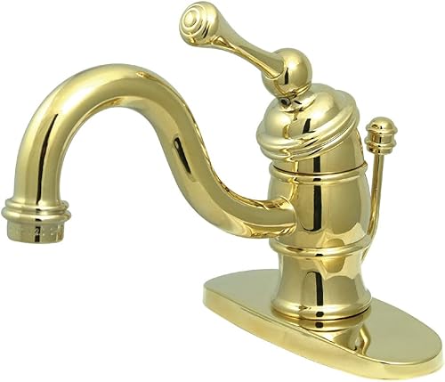 Kingston Brass KB3402BL - Grifo de lavabo victoriano de 4 pulgadas, latón pulido con mango de palanca de metal