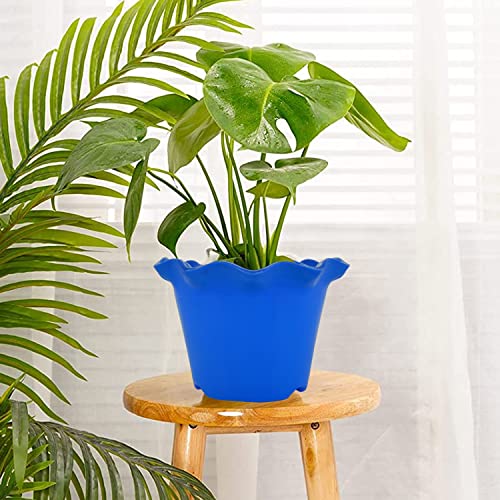 Image of Kuber Industries Flower Pot | Flower Planter Pots for Indoor & Outdoor | Pot for Garden & Balcony Flowering | Blossom Flower Pot | 8 Inch | Pack of 2 | Blue
