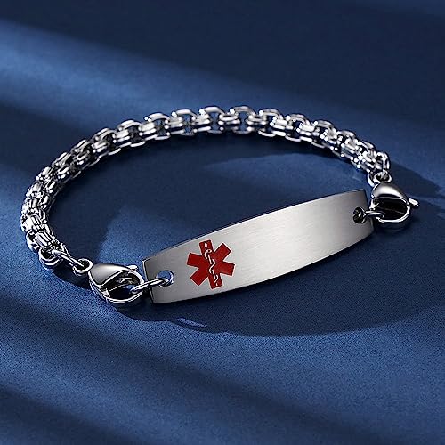7.5"-9" Adjustable Medical alert bracelets for Women/Men Stainless steel Interchangeable Medical bracelets4