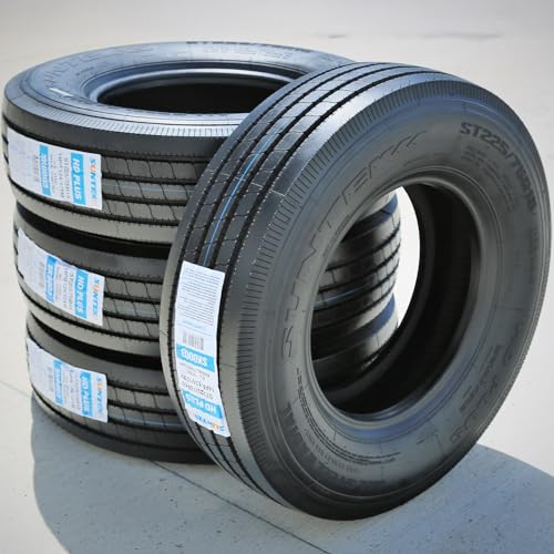 Set of 4 (FOUR) Suntek HD Plus Premium Trailer Radial Tires-ST225/75R15 225/75/15 225/75-15 124/121M Load Range G LRG 14-Ply BSW Black Side Wall