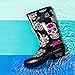 NORTY Waterproof Rain Boots for Women Size 8, Mid Calf Rain Shoes, Slip-Resistant, Comfortable Rainboots, Stylish Outdoor Garden Boots, Glossy Rose Skulls Design, 11.25