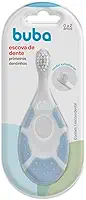 Buba Escova de Dente para Primeiros Dentinhos, 0-2 Anos, Cerdas Extra Macias, 10,5 cm, Branco e Azul