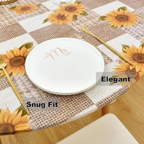 Nappe ronde élastique résistante aux taches et imperméable pour table basse