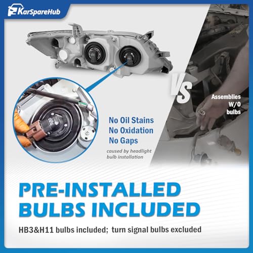 Image of Headlights Assembly for 2010 2011 Toyota Camry SE LE XLE Base Sedan Halogen Headlamp Replacement, High /Low Beam W /Bulbs, Driver & Passenger Side(Only fits US Version, NOT fit hybrid models)