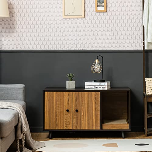Tangkula Cat Litter Box Enclosure, Cat Washroom W/Divider, Scratching Pad, Metal Leg, Enclosed Cat Box Cabinet Pet House… - Image 2