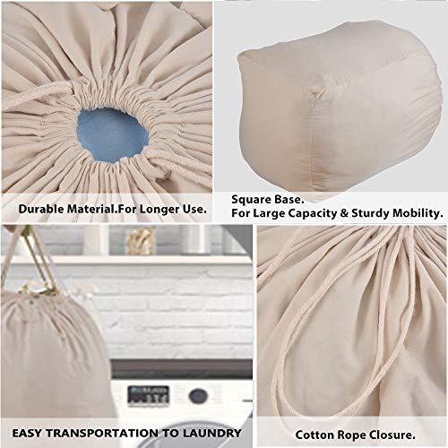 Mcleanpin Washable Laundry Bags With Handles,Dirty Clothes Storage For College Dorm Or Travel, Laundry Liner,2 Pack (Beige) #TOP4