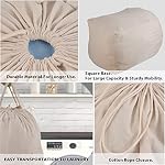 MCleanPin Washable Laundry Bags with Handles,140L Dirty Clothes Storage Bags for Laundry Hamper and Basket with Liner in College Dorm Travel, 2 Pack (Beige) - Image 5
