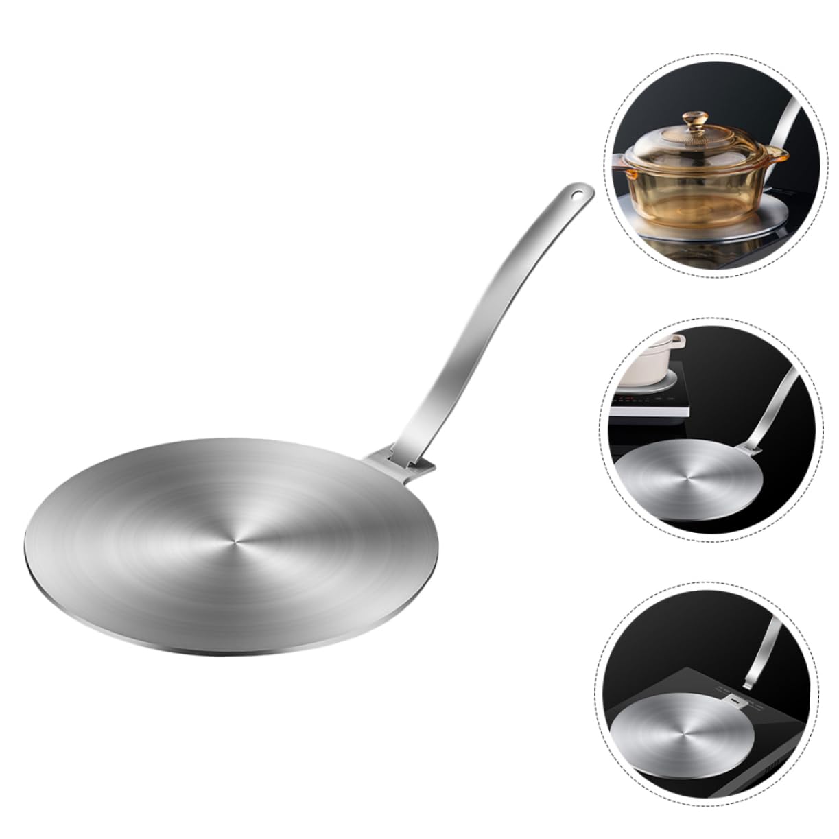 Difusor de Calor para Cocina Inducción y Gas Adaptador de Antiburn y de Limpiar Compatible con Estufas Eléctricas Gas con Mango Extraíble Distribución Uniforme del Calor