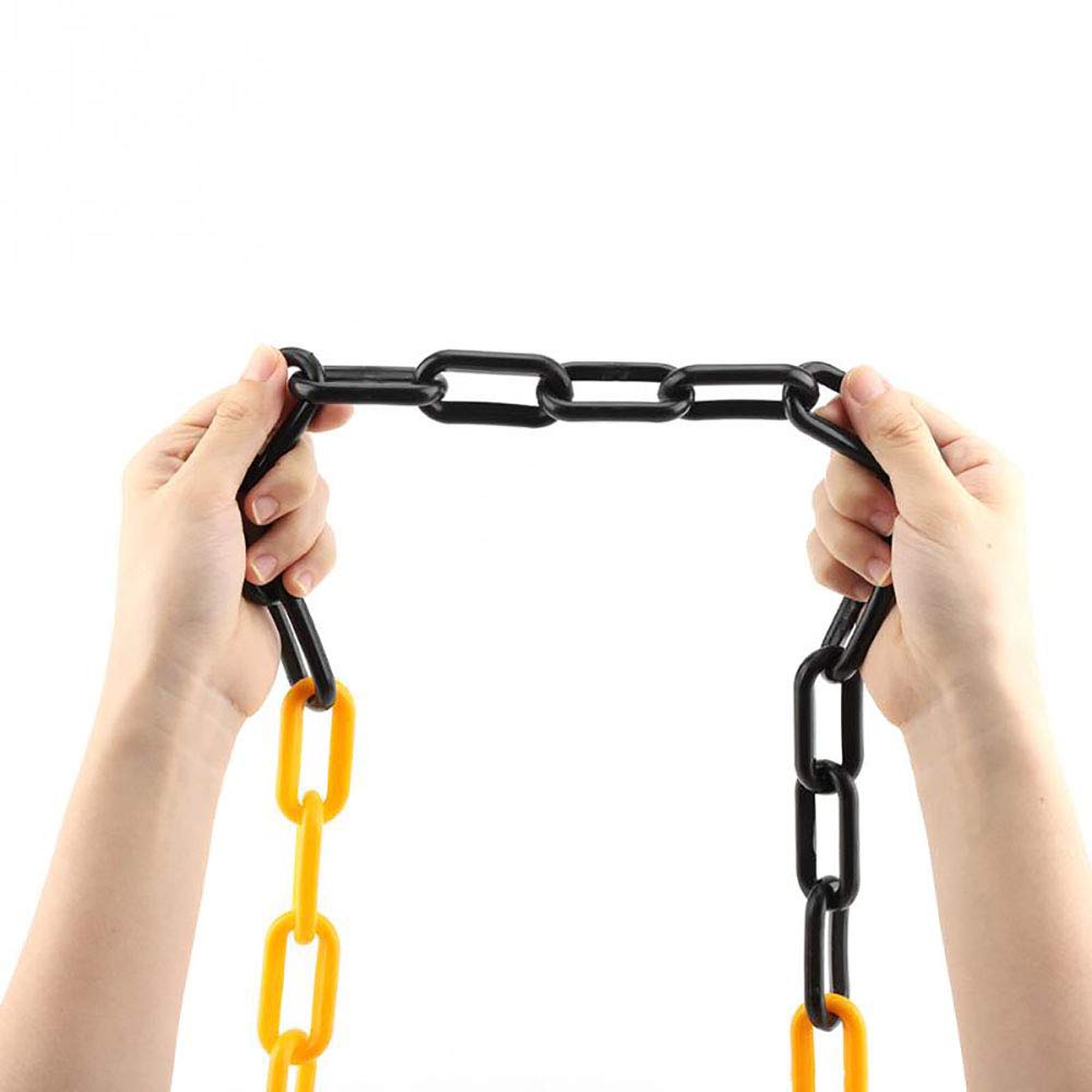 Cadena Ber de plástico para espacios de estacionamiento, enlace de peligro seguro para carretera, 10 m, negro y amarillo, 5 m/8 m, ideal para control de tráfico y uso al aire libre