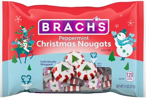 Brach's Peppermint Christmas Nougats, Individually Wrapped Candy, 11 oz