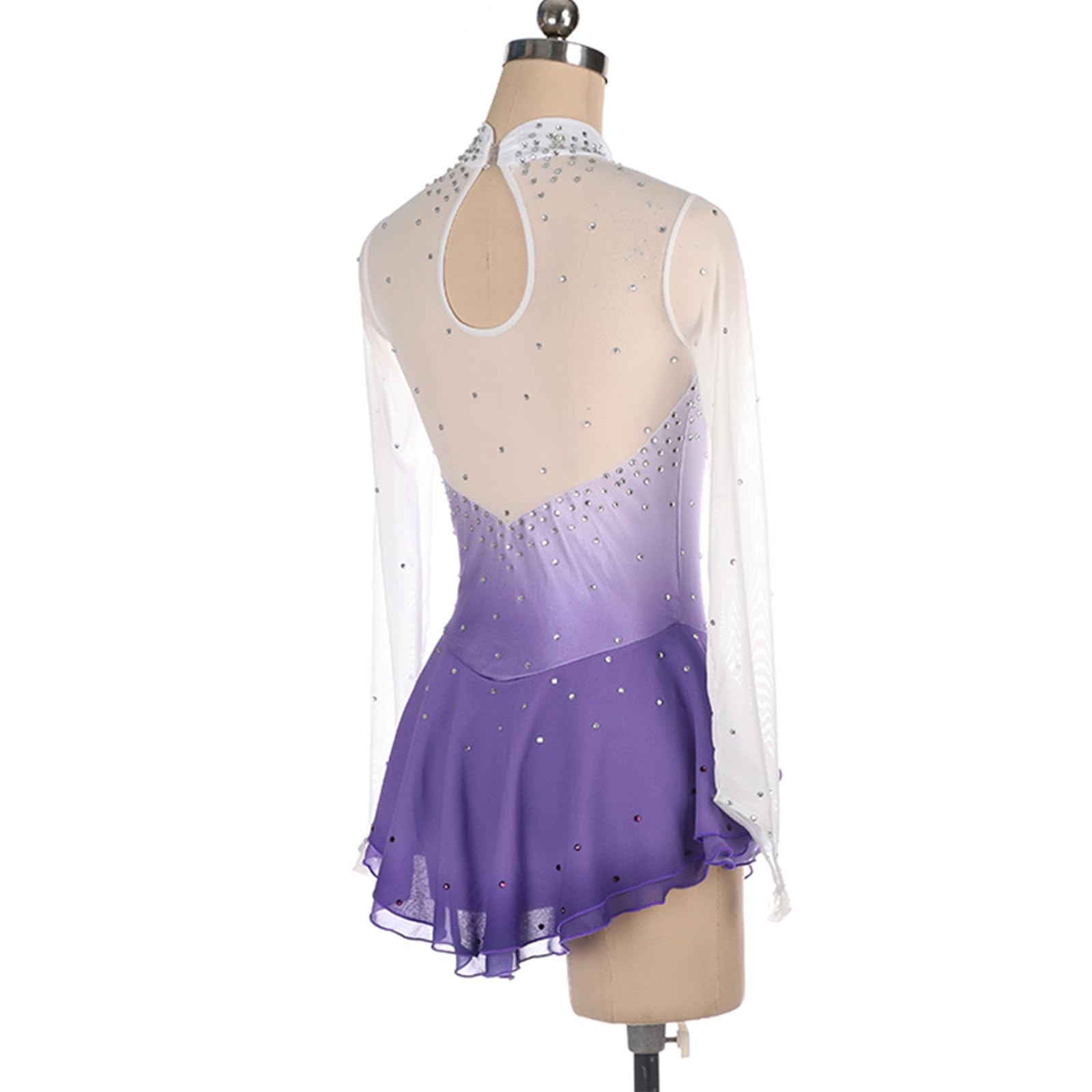Vestido De Danza Patinaje sobre Hielo para Niña Leotardo De Manga Larga Maillot De Gimnasia Rítmica Competición Vestido De Bailarina Ballet