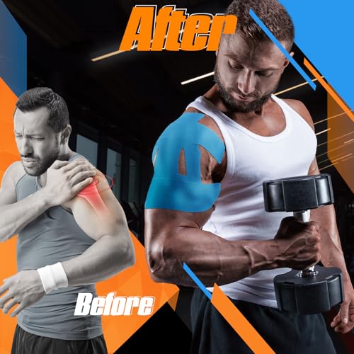 Image of 20 Count Kinesiology Tape for Shoulder Pain Relief Pre Cut Sports Waterproof Breathable Enhance Elastic Kinesiology Athletic Tape for Shoulder Support and Muscle Baseball Sports (3 Colors)