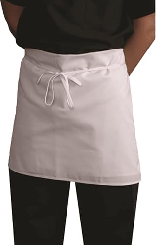 Delantales prémium de cuatro vías 17 x 34 Blanco 55% algodón 45% poliéster Cierre de correa de amarre Lavable a máquina