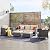 ovios Patio Furniture Set, 5 Pieces Outdoor Wicker Rattan Sofa Couch with Chairs, Ottomans and Comfy Cushions, All Weather High Back Conversation Set Garden Backyard, Beige