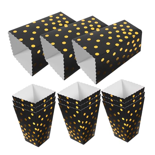 MAGICLULU 12pcs Popcorn Storage Box Elegant Foil Paper Snack Containers for Parties Birthdays Weddings and Celebrations for Popcorn Fries and Treats
