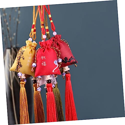 6 saquitos bordados con borlas para decoración miniatura 5