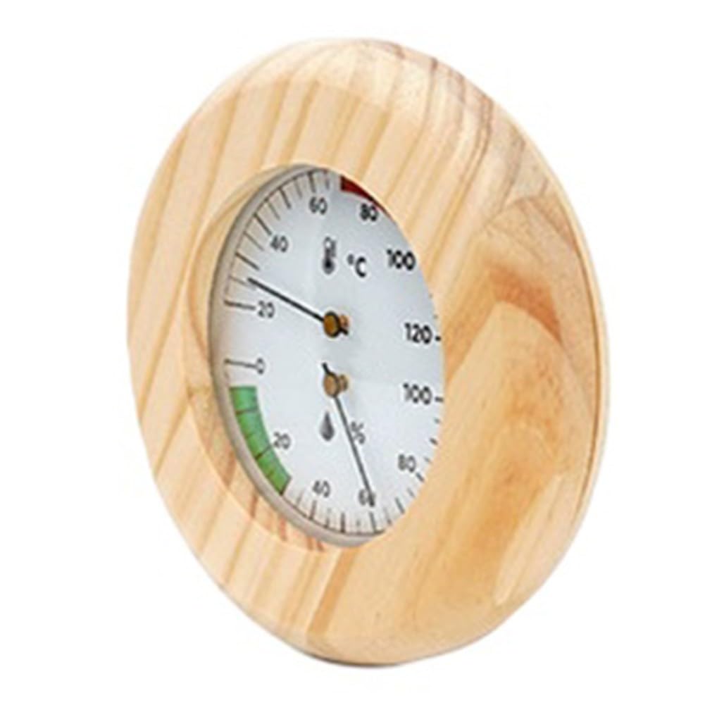 Termometro e igrometro per sauna, misuratore di umidità di temperatura di legno meccanico fissato al muro per bagno turco, batteria