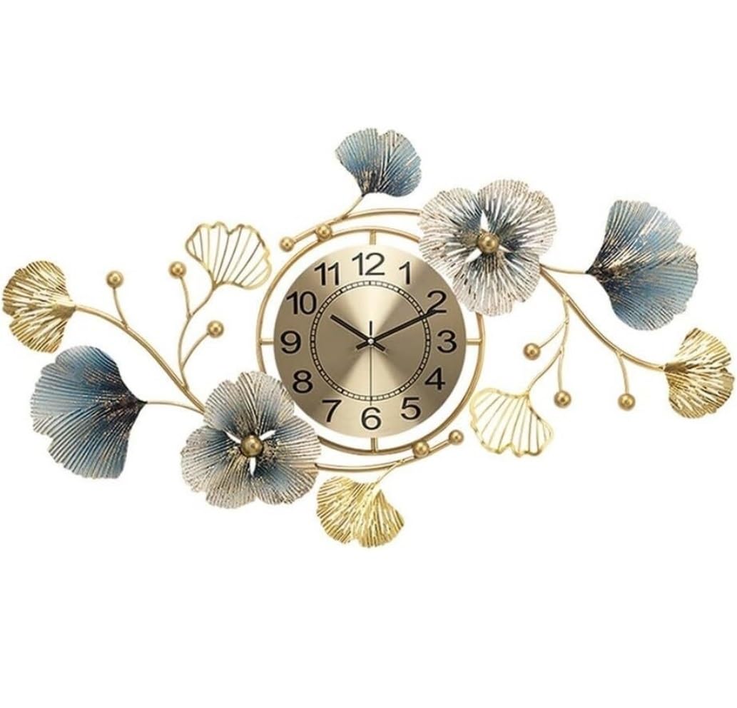 北欧壁掛け時計 3d クリエイティブ かけ時計 リーフ 壁 家の装飾
