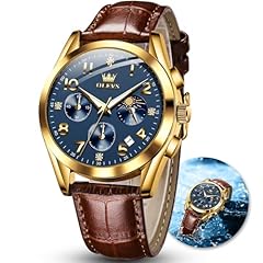 Brown Leather Gold Case Blue 2890