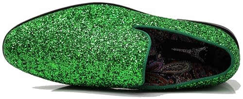 Image of SPK04 Men's Vintage Glitter Dress Loafers Slip On Shoes Classic Tuxedo Dress Shoes
