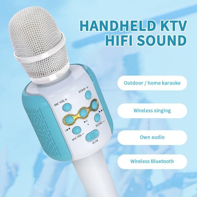 Image of Ankuka Wireless Karaoke Microphone with Speaker - Bluetooth Mic for Singing with LED Lights | Kids & Adults Portable Karaoke Mike with Echo Effect & 1800 mAh Battery for Birthday Home Party