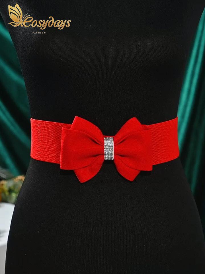 COSYDAYS Red Bow Belt Wide Elastic Belts for Women at Amazon  display picture 3
