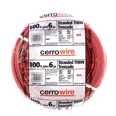 Cerrowire 100 ft. 6-Gauge Stranded THHN Wire - Red