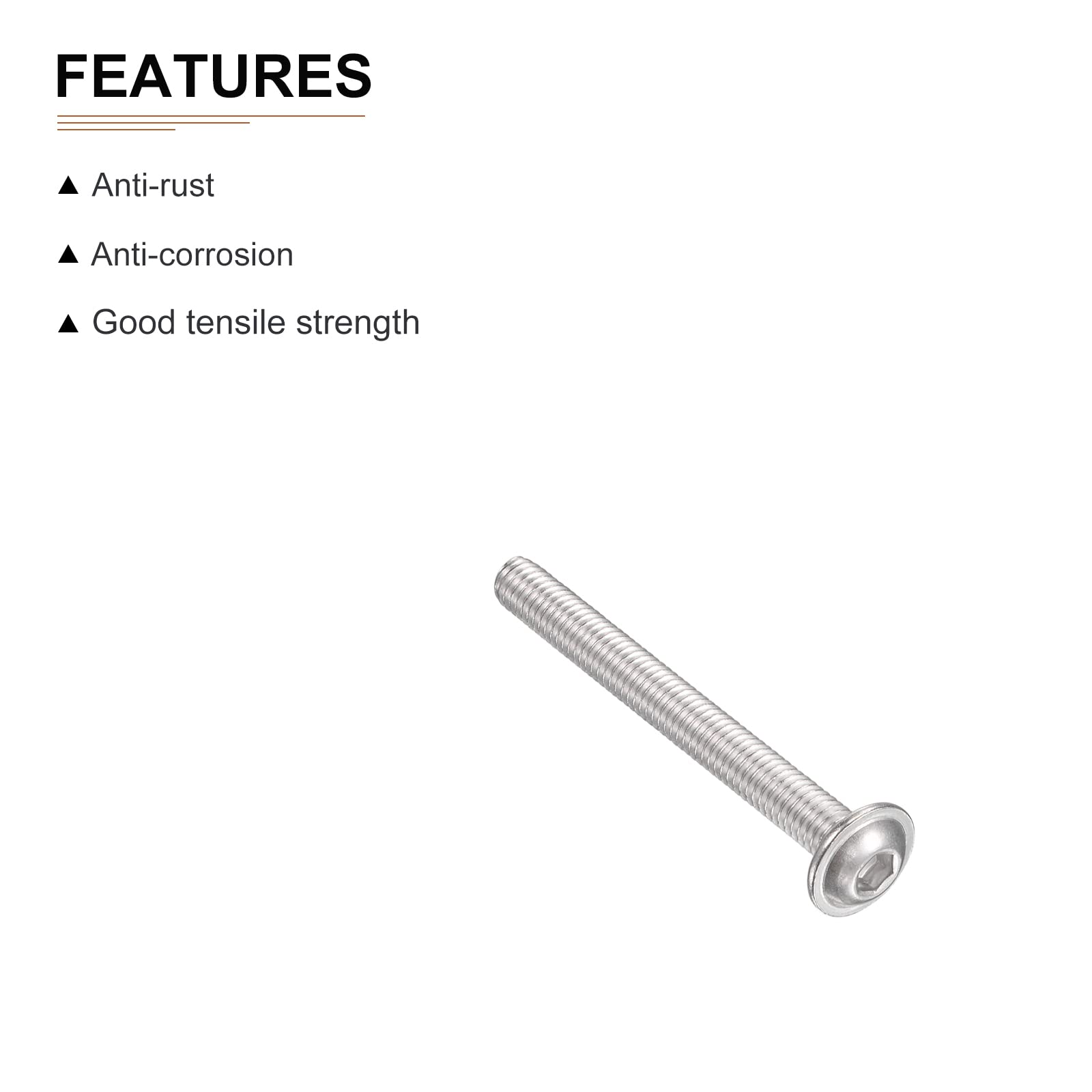DTGN M6x60mm(DxH) Flanged Button Head Socket Cap Screws, 10Pack, Good for Equipment Furniture - Image 3