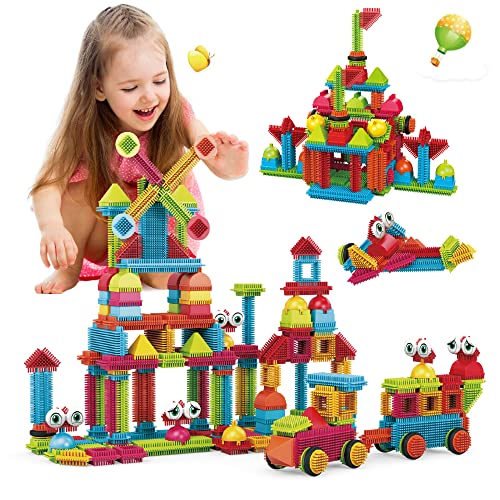 Contixo 244 pcs Bristle Shape 3D STEM Building Toys Construction Learning Stacking Educational Block Creativity Beyond Imagination Inspirational Safe & Durable Recreational Toy for Kids Ages 3-8