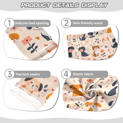 Boccsty Black Brown Dog Print Girls Leggings Kids Yoga Pants Dance Active Tights 4T3