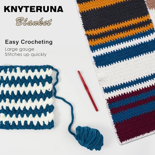 Image of #6 Super Bulky Blanket Yarn for Crocheting - 4 Skeins(Each 10.5oz /300g, 220yds /201m), Chunky Chenille Thick Plush Big Soft Yarn for Crocheting Knitting Blankets, Indigo