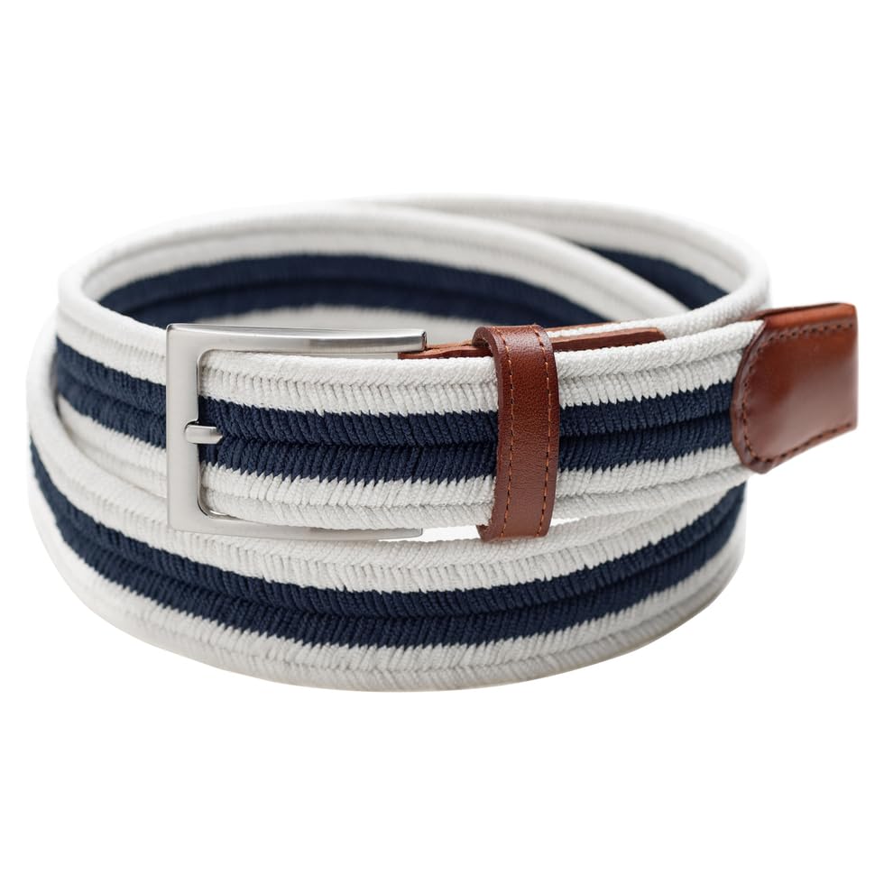 Men's Woven Elastic Braided Stretch Golf Belt for Jeans Casual Pants Shorts - Multicolored 1.35"2