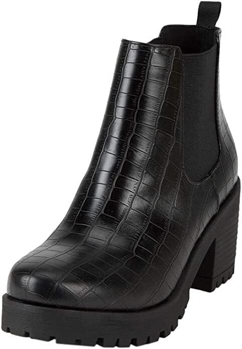 Soda Top Shoes Jaber Ankle Boot W Lug Sole Elastic Gore and Chunky Heel