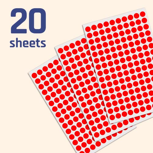 Image of 3000 Pack, 0.375 inch Round Color Coding Circle Dot Sticker Labels - Red