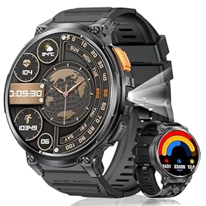 Smartwatch Herren, 1.85“HD Großbildschirm Smartwatch mit LED-Taschenlampe, Telefonfunktion/730mAh/IP68 Wasserdicht, 120+ Sportmodi Fitness Watch mit Herzfrequenz, Schlafmonitor für Android iOS