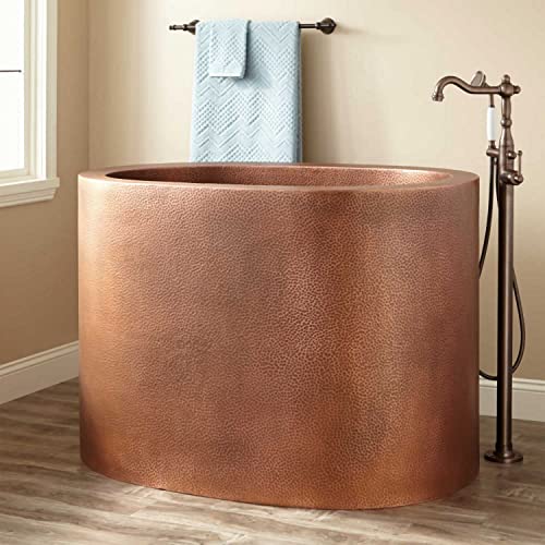 Signature Hardware 479922 Raksha 48' Copper Japanese Soaking Tub with Integrated Overflow and Foam Insulation - Less Drain Assembly