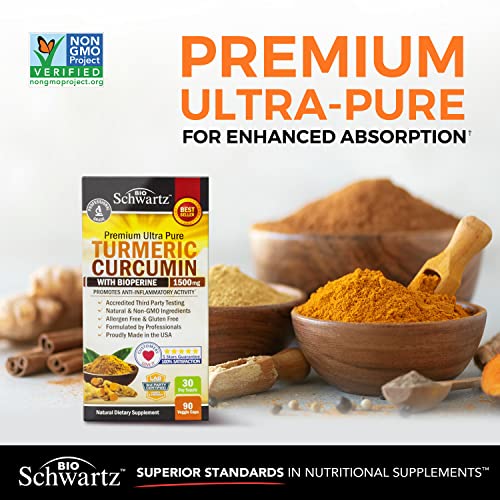 Turmeric Curcumin with Black Pepper Extract 1500mg - High Absorption Ultra Potent Turmeric Supplement with 95% Curcuminoids and BioPerine - Non GMO Turmeric Capsules for Joint Support - 90 Capsules - Image 3