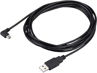 LARRITS 15FT Mini USB Cable 90 Degree Right Angle Power Supply Charge Cord Extra Long for Garmin Dash Cam Car GPS Navigator Dashcam DVR Camera Camcorder