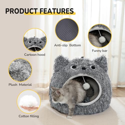 CATISM Cat Cave Bed - Washable Sleeping Place for Cats Plush Pet Cat Pillow House Cushion Fluffy Kitten Puppy Cuddly Bed Pet Bed - Image 6