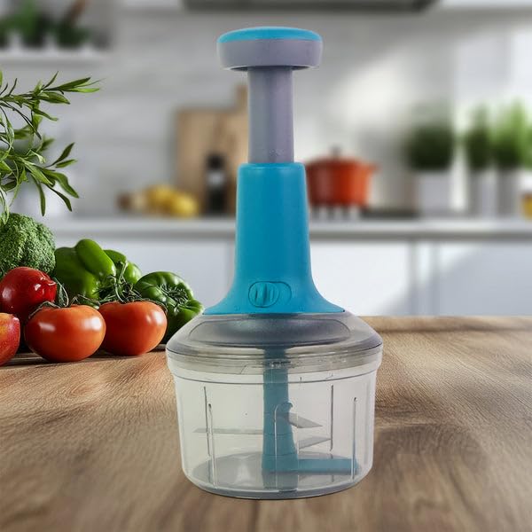 Image of Manual Push Chopper Vegetable Cutter 750ml - Pull String Onion Garlic Chopper BPA-Free Transparent